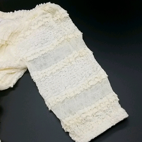 Candie's Small Off White 3/4 Sleeve Mini Lace Dress - Picture 8 of 8